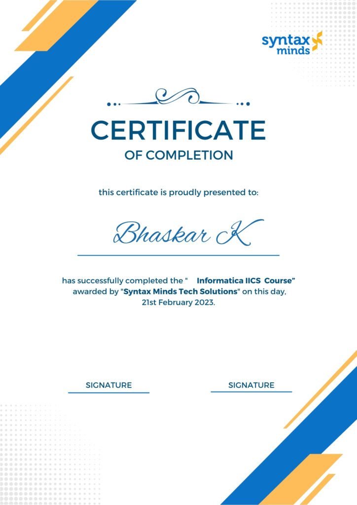 Informatica IICS Certificate